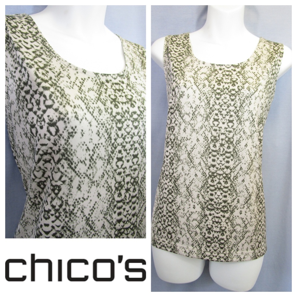 Chico's Travelers Snakeskin Tank Top Cami Sz 2 L